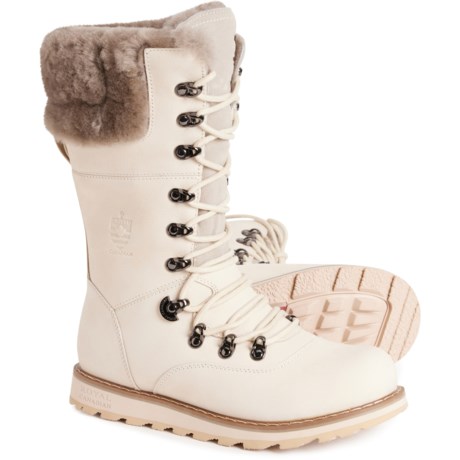 Royal Canadian Castlegar Snow Boots - Waterproof, Insulated, Leather (For Women) in Pale Ale White