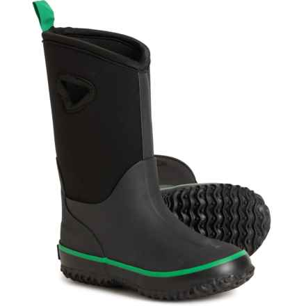 Royal Canadian Kids Boys Neoprene Rain Boots - Waterproof, Insulated in Black/Green
