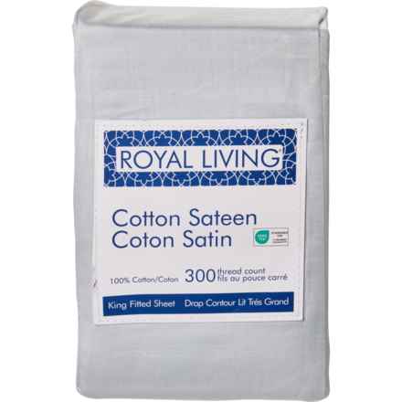 Royal Living King 300 TC Fitted Sheet - Illusion Blue in Illusion Blue