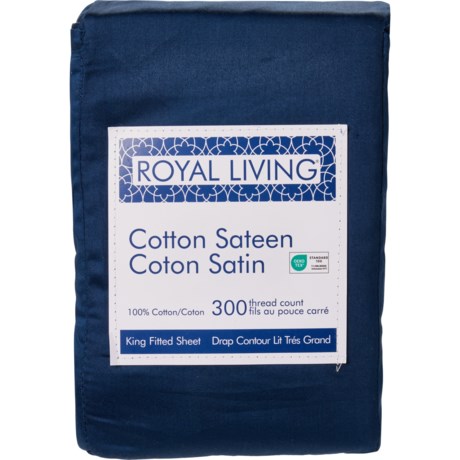 Royal Living King 300 TC Fitted Sheet - Insignia Blue in Insignia Blue