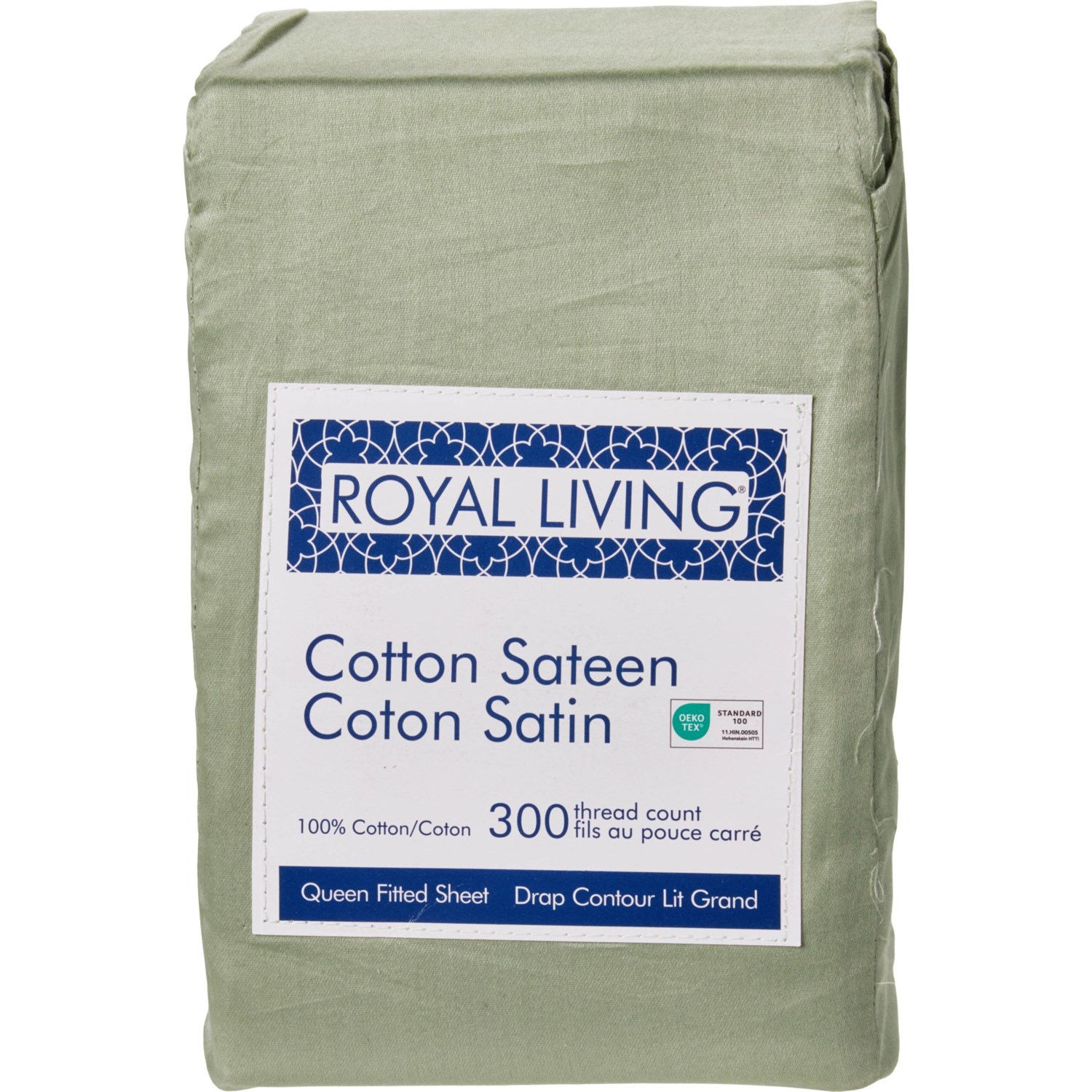 Royal Living Queen 300 TC Fitted Sheet Dusty Sage Save 37