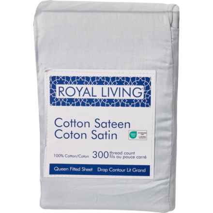 Royal Living Queen 300 TC Fitted Sheet - Illusion Blue in Illusion Blue