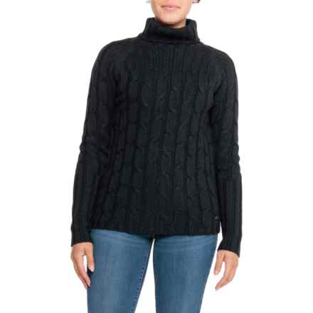 Royal Robbins Baylands Cable Turtleneck Sweater in Jet Black