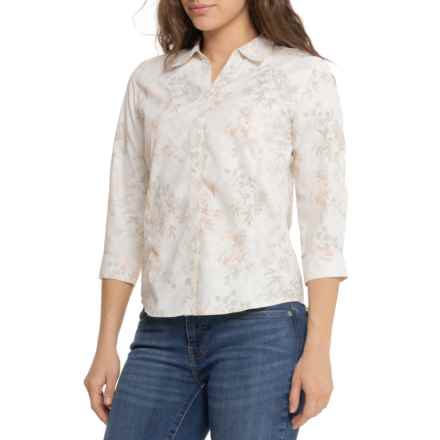 Royal Robbins Expedition II Print Shirt - UPF 40+, 3/4 Sleeve in Creme Zephyr Pt