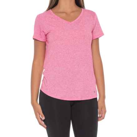Royal Robbins Round Trip Dri-Release® Shirt - V-Neck, Short Sleeve in Pink Yarrow Heather