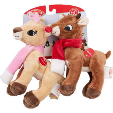 Rudolph the Red-Nosed Reindeer Plush Rudolph and Clarice Dog Toys - 2-Pack, 7” in Rudolph/Clarice