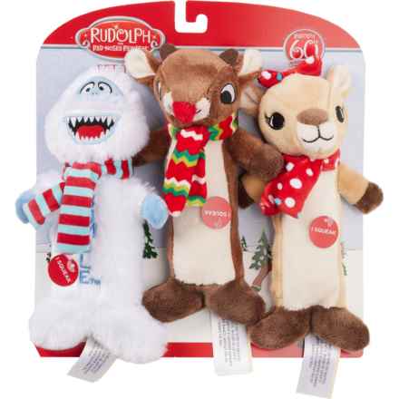 Rudolph the Red-Nosed Reindeer Plush Rudolph and Friends Tubular Body Dog Toys - 3-Pack, 8.5” in Rudolph And Friends