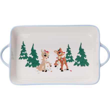 Rudolph the Red-Nosed Reindeer Rudolph and Clarice Rectangular Baking Dish - 15x8.25x2.75” in Blue White