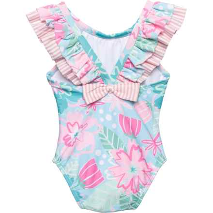 Rufflebutts Little Girls In Bloom Ruffled One-Piece Swimsuit - UPF 50+ in In Bloom