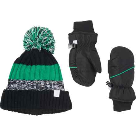 Rugged Bear Hat and Insulated Mittens Set (For Toddler Boys) in Black