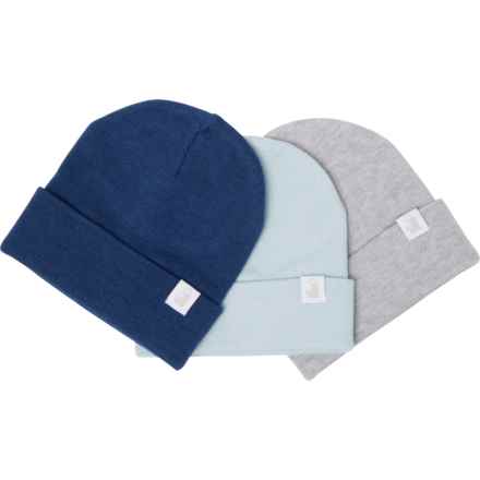 Rugged Bear Super Soft Beanie - 3-Pack (For Infant Boys) in Blue/Grey/Navy