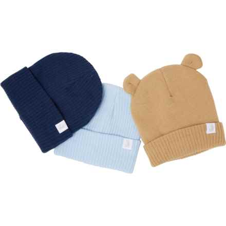 Rugged Bear Supersoft Hats - 3-Pack (For Infant Boys) in Beige/Light Blue/Navy