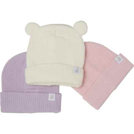Rugged Bear Winter Hats - 3-Pack (For Toddler Girls) in Ivory/Pink/Purple