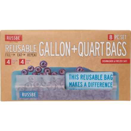 Russbe Gallon and Quart Reusable Freezer Bags - Set of 8 in Blue Statement