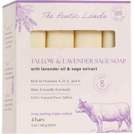 RUSTIC LANDS Tallow and Lavender Sage Bar Soap - 4-Pack, 5 oz. in Tallow Lavender Sage
