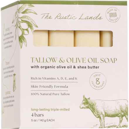 RUSTIC LANDS Tallow and Olive OilBar Soap - 4-Pack, 5 oz. in Tallow Olive Oil
