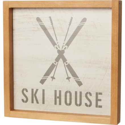 Rustic Marlin 12x12” Ski House Framed Wooden Print in Wood/Natural