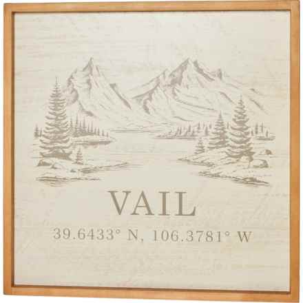 Rustic Marlin 25x25” Mountains Vail Framed Printed Wood Art in Wood/Natural