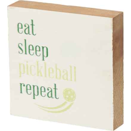 Rustic Marlin 5.5x5.5” Eat Sleep Pickleball Repeat Wood Sign in Multi