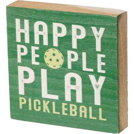 Rustic Marlin 5.5x5.5” Happy People Pickleball Wood Sign in Multi