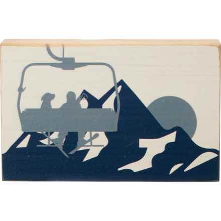 Rustic Marlin Gondola with Dog Printed Wood Block - 6x9” in Wood/Natural