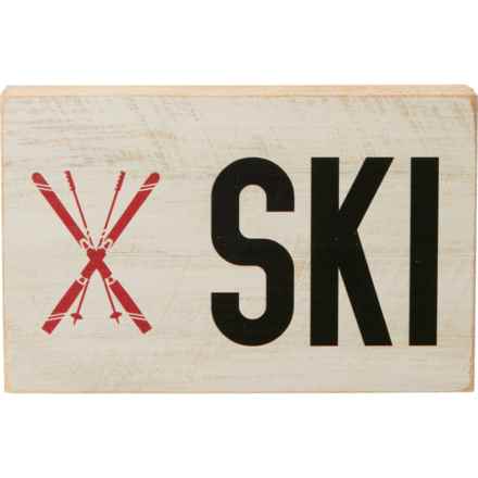 Rustic Marlin Ski Printed Wood Block - 6x9” in Wood/Natural