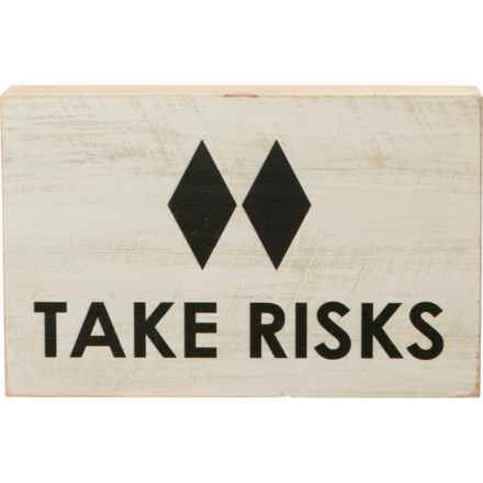 Rustic Marlin Take Risks Printed Wood Block - 6x9” in Wood/Natural