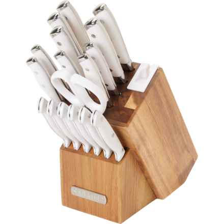 Triple Rivet Forged Knife Block Set - 18-Piece in White Natural