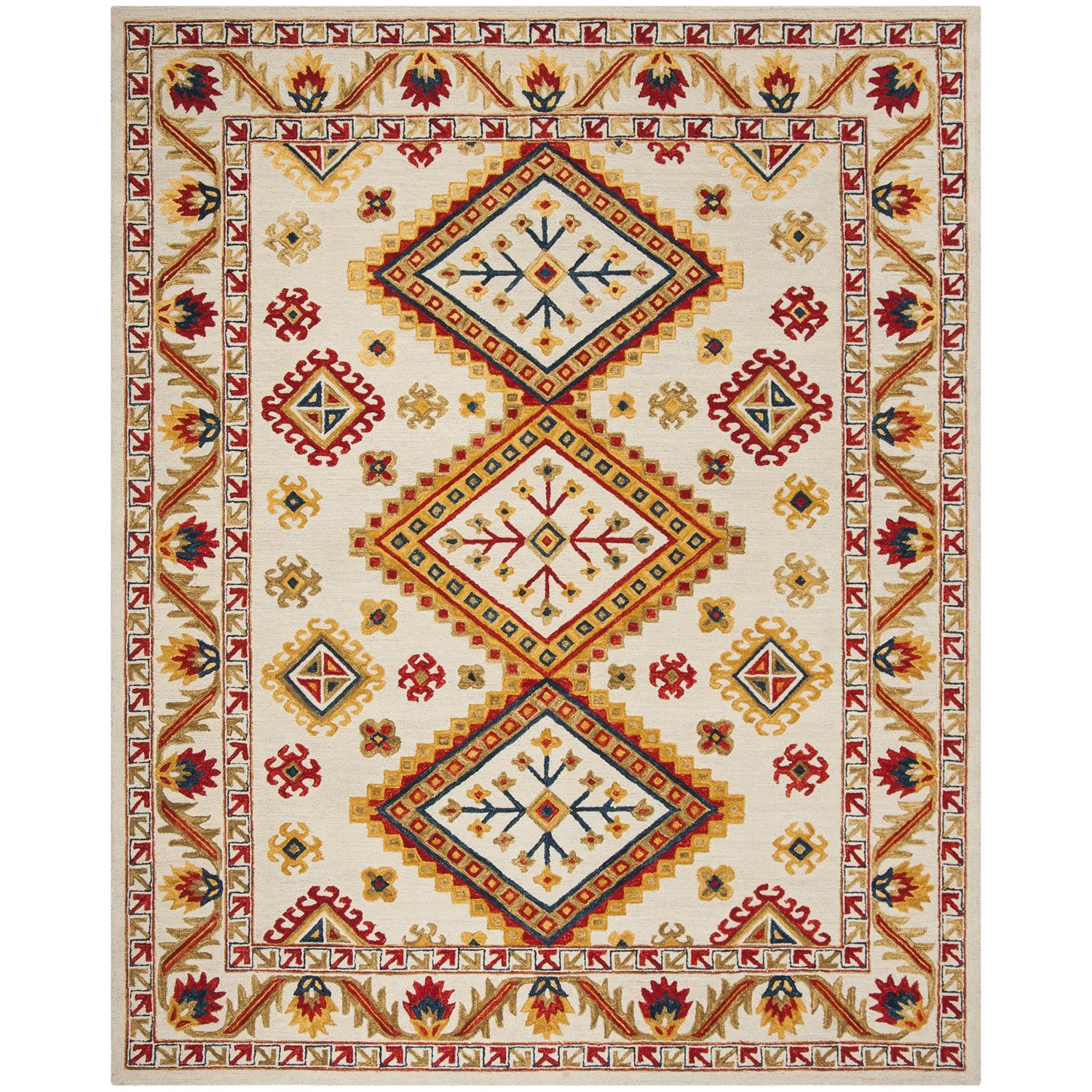 Safavieh BohemianPattern MultiIvory Area Rug 8x10’, HandTufted