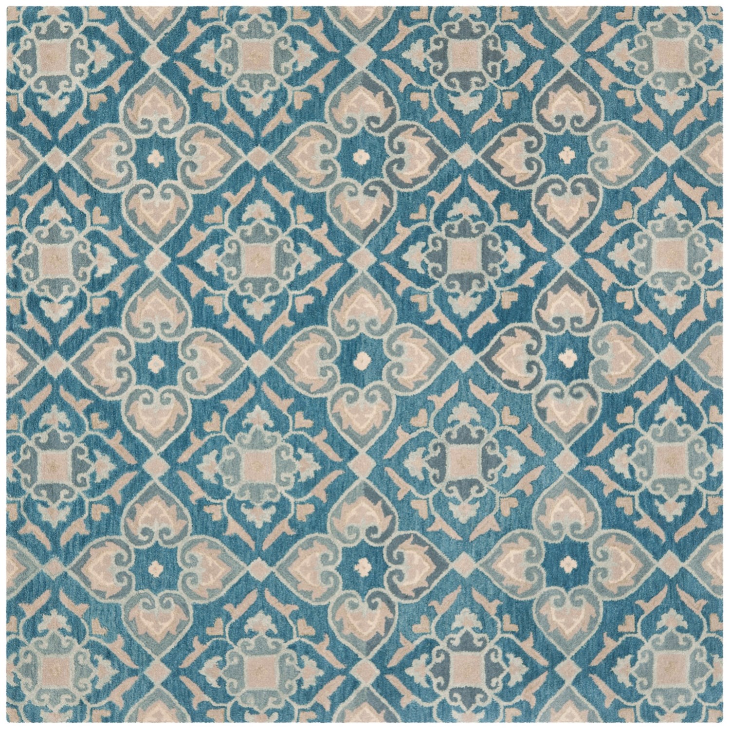 Safavieh Wyndham Collection Blue and Grey Square Area Rug 7x7’, HandTufted Wool Save 33