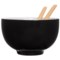 157YY_2 Sagaform Season Collection Stoneware Serving Bowl with Bamboo Utensils - 9”