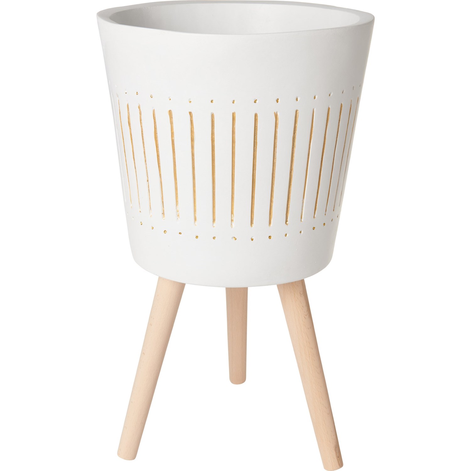 Sagebrook Ceramic Planter with Wood Legs 12”, White Save 37