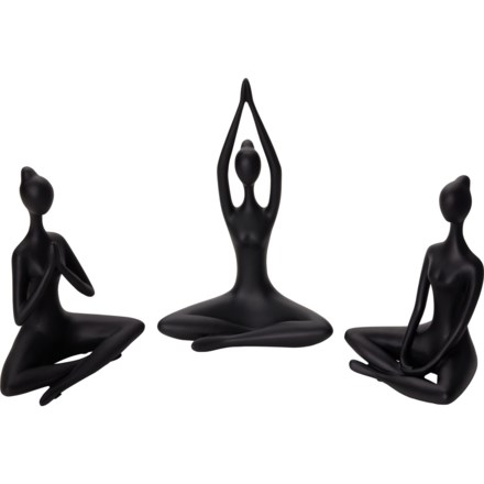 Sagebrook Resin Yoga Lady Statues - 10”, Set of 3 in Black