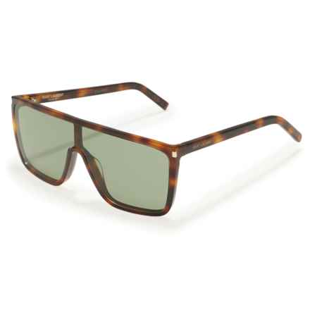 SAINT LAURENT Made in Italy SL-364 Shield Sunglasses in Havana/Havana/Green