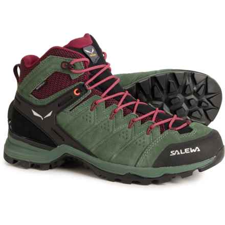 Salewa Alp Mate Mid Hiking Boots - Waterproof, Suede (For Women) in Duck Green/Rhododendon