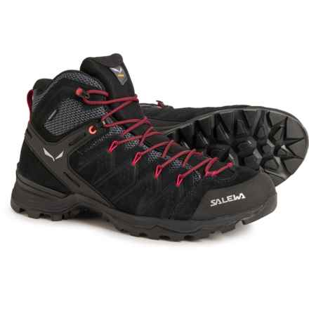 Salewa Alp Mate Mid PowerTex Hiking Boots - Waterproof, Suede (For Women) in Black Out/Virtual Pink