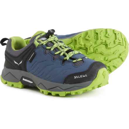 Salewa Boys and Girls Jr. Mountain Trainer Hiking Shoes - Waterproof in Dark Denim/Cactus