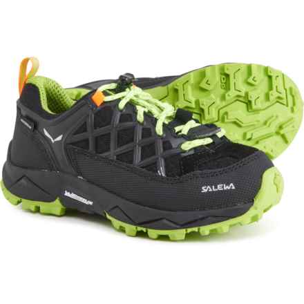 Salewa Boys and Girls Jr. Wildfire Hiking Shoes - Waterproof in Black Out/Cactus