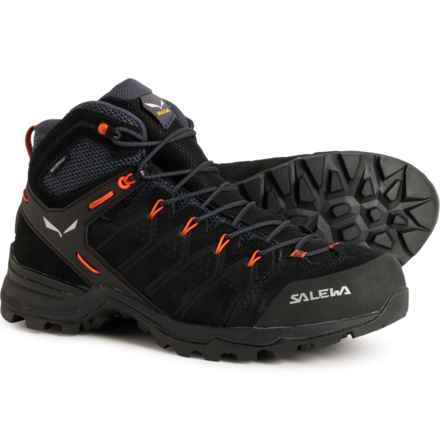 Salewa MS Alp Mate Mid Hiking Boots - Waterproof, Suede (For Men) in Black Out/Fluo Orange