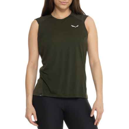 Salewa Puez Alpine Merino Hybrid Tank Top in Dark Olive