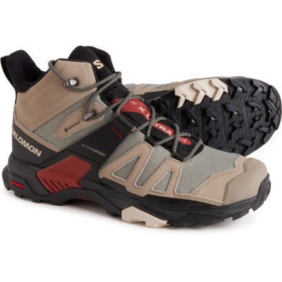 Salomon X Ultra 4 Mid Gore-Tex Men's Hiking Boots, Khaki/Black/Burnt Henna,  M10.
