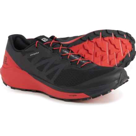 Salomon Sense Ride 4 Trail Running Shoes (For Men) in Black/Goji Berry/Phan
