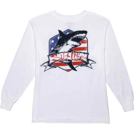 SALT LIFE Big Boys Amerishark T-Shirt - Long Sleeve in White