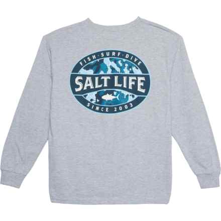 SALT LIFE Big Boys Atlas Badge T-Shirt - Long Sleeve in Athht