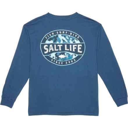 SALT LIFE Big Boys Atlas Badge T-Shirt - Long Sleeve in Wasnv