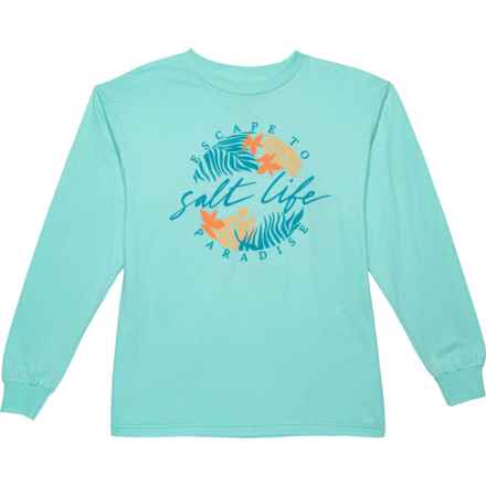 SALT LIFE Big Girls Oasis T-Shirt - Long Sleeve in Aruba Blue