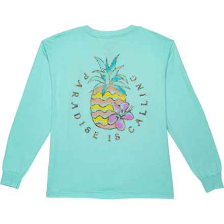 SALT LIFE Big Girls Paradise is Calling T-Shirt - Long Sleeve in Aruba Blue