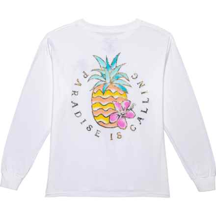 SALT LIFE Big Girls Paradise is Calling T-Shirt - Long Sleeve in White