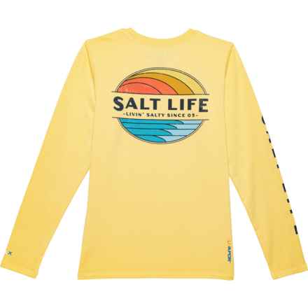 SALT LIFE Big Girls Vintage Rays Shirt - UPF 30, Long Sleeve in Golden Haze Heather