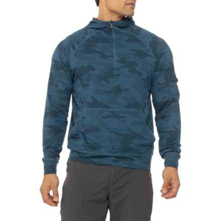 SALT LIFE Endurance Zip Neck Hooded Shirt - Long Sleeve in Blue